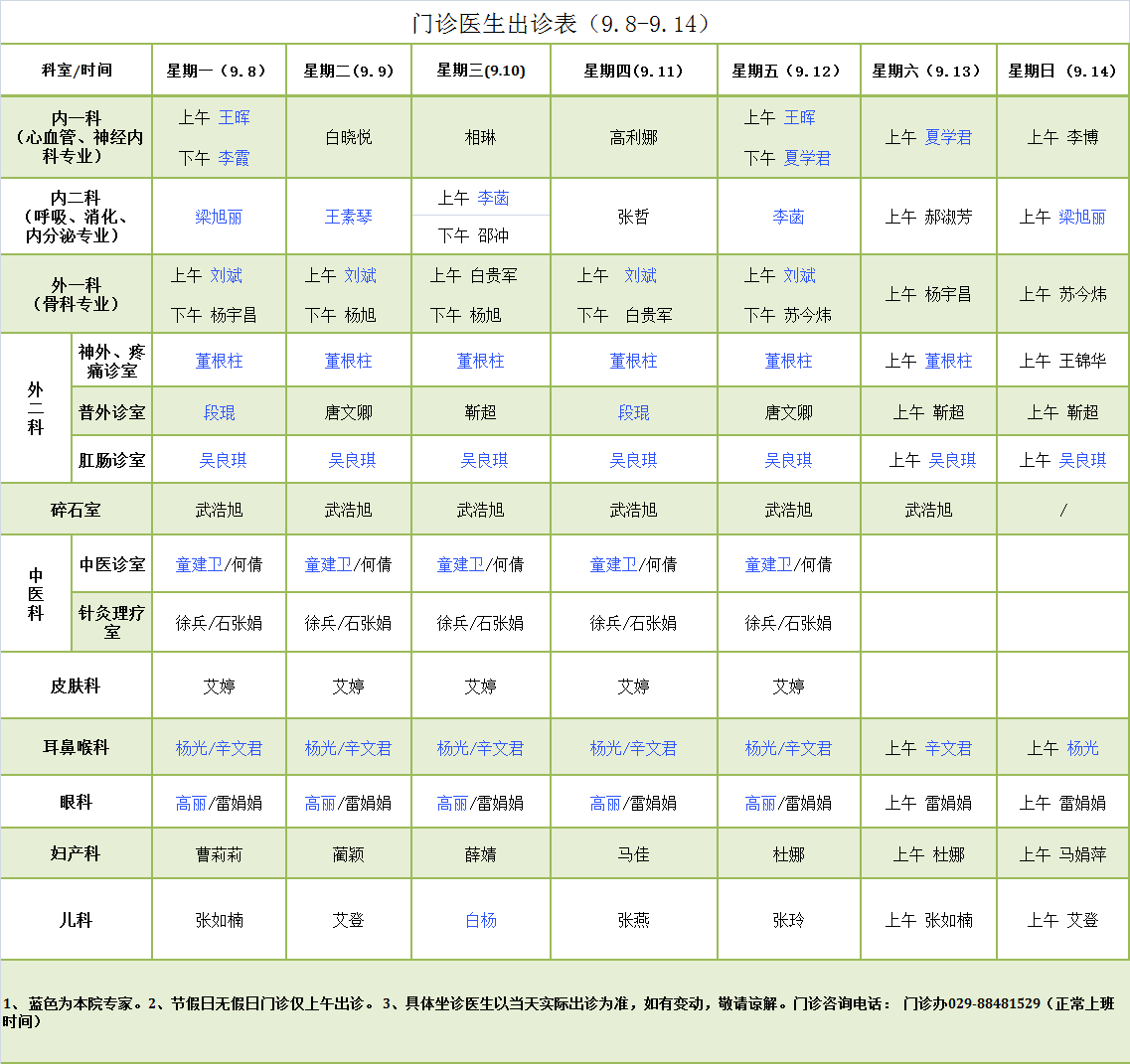 门诊医师出诊表9.8-9.14.png